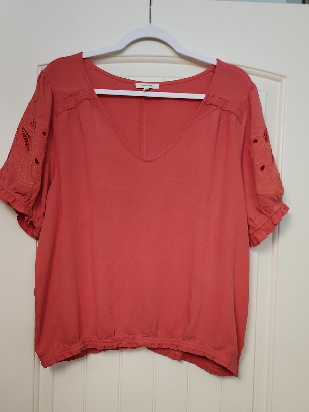Maurices Coral V-Neck Short Sleeve Blouse
